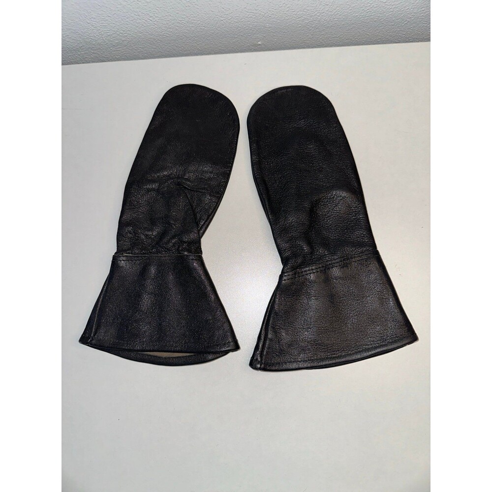 Vintage Black Leather Mittens